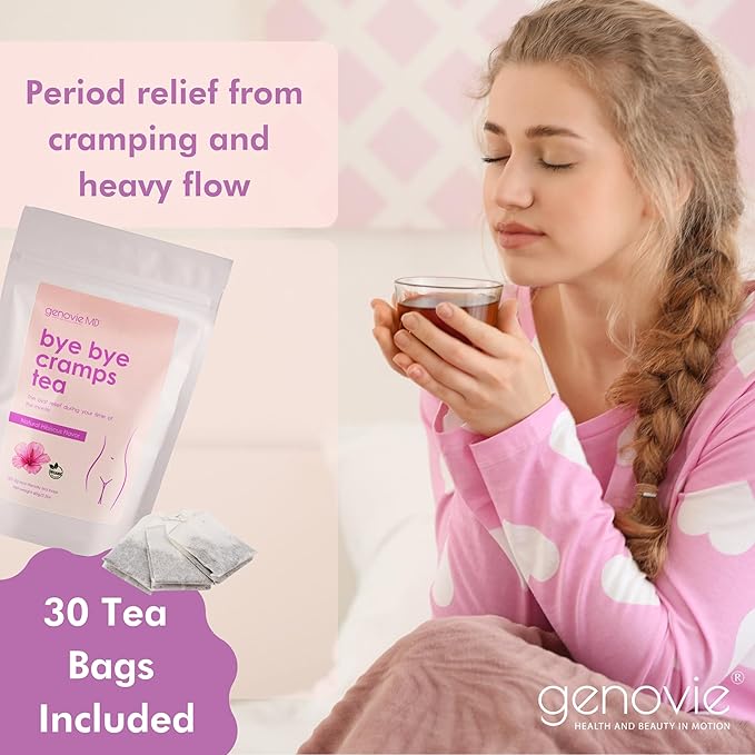 Bye Bye Cramps Tea – Apple Cider &amp Hibiscus 30 Bags for Natural Menstrual Relief