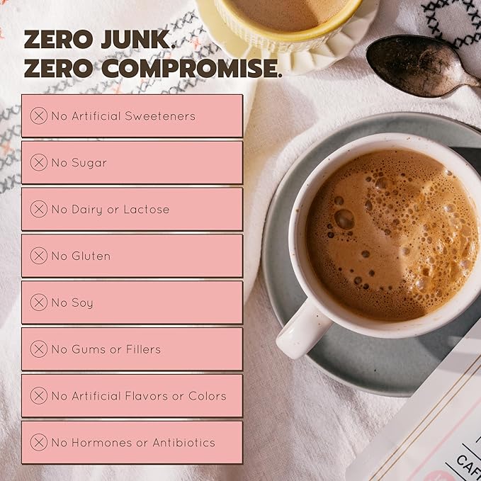Bone Broth Protein Powder Grass Fed Collagen with 14g Complete Protein &amp 60mg Caffeine Gluten Free Keto &amp Dairy Free Organic &amp Clean Ingredients Caffeinated Chocolate 26 Servings