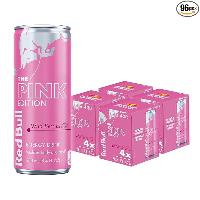 Red Bull Pink Edition Energy Drink Wild Berries Cans | 8.4 fl oz | Pack of 16 | 80mg Caffeine | Taurine &amp B Vitamins