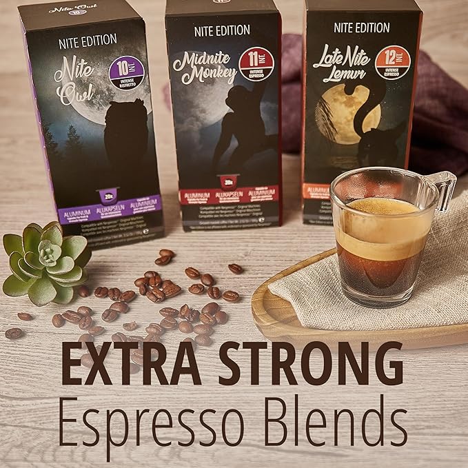 Nite Owl 20ct Compatible Coffee Capsules for Nespresso Original Machines I Bold Dark Ristretto Blend Espresso Pods I Intensity 10 I Fully Nespresso Compatible