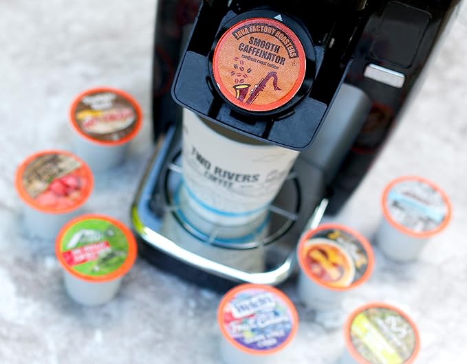 Two Rivers Coffee Tea Cocoa Cider Cappuccino Variety Sampler Pack Compatible with 2 Keurig K-Cup Brewers Bit of Everything 100 Count