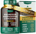 Cortisol Reducer &amp Adrenal Support Supplement–Natural Stress Relief with Ashwagandha KSM-66 Magnesium Glycinate &amp Citrate L-Theanine Rhodiola Apigenin Turmeric &amp Vitamin D3–Calm Mood
