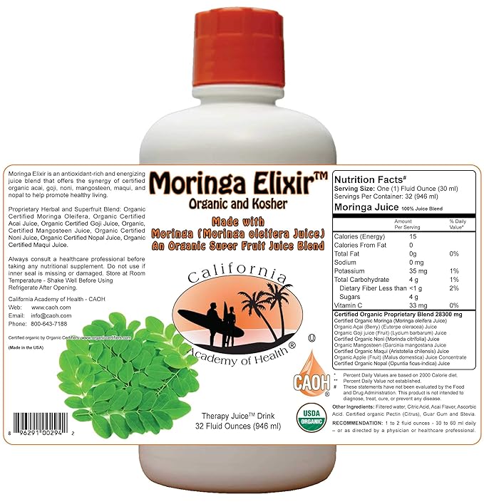 Moringa Elixir a 32 oz Organic Juice Blend from CAOH