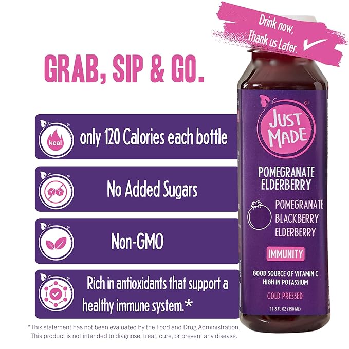 JUST MADE JUICE Pomegranate Elderberry Juice 11.8 FZ