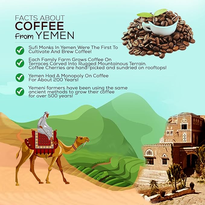 Al-Aqeeq Whole Bean Yemen Coffee Haraaz Region | Specialty Organic Arabica Coffee | Low Acid Medium Roast | Freshly Roasted Fair Value
