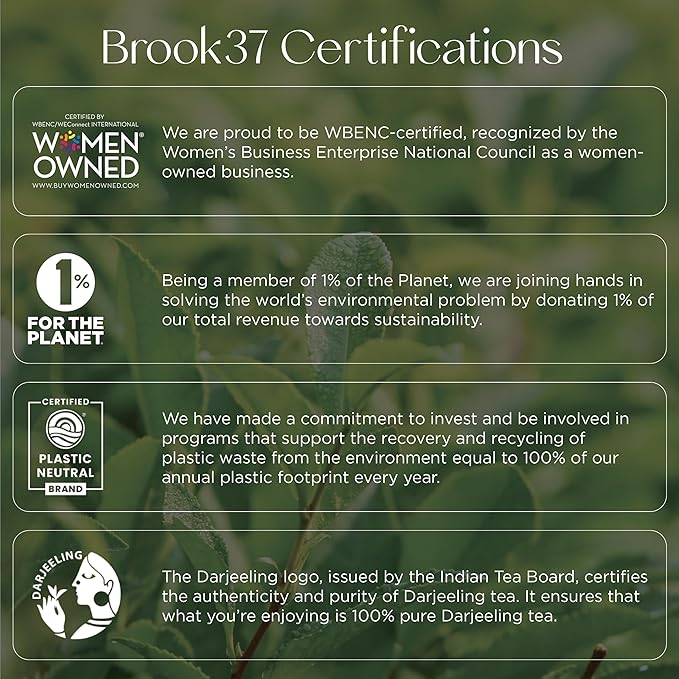 Brook37 Epicurean Tea Gift Box - 4-Pc Assorted Loose Leaf Tea Variety Pack Collection| Handcrafted Silver Plated Tea Infuser and Gift Box included | English Breakfast Phyllis Earl Grey Bengal Chai
