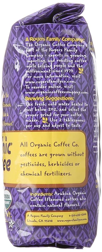 The Organic Coffee Company Whole Bean Coffee French Vanilla 12 Ounce