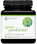 Youtheory Spore Probiotic - Helps Gut Health* - 6 Billion CFU with Prebiotics - Supports Regular Bowel Movement &amp Diarrhea Relief* - Shelf Stable - 60 Vegetarian Capsules (30-Day Supply)