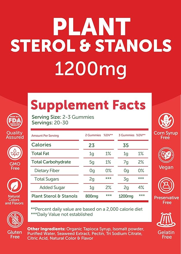 Lunakai USA Made Super Chol Gummies – 1200mg Plant Sterols &amp Stanols for Natural Cholesterol Support – Daily Phytosterol Supplement for Adults – 3 Pack