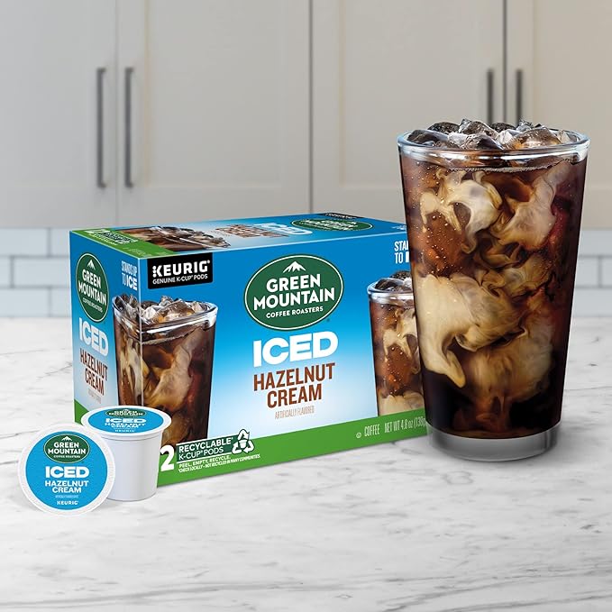 Green Mountain Coffee Roasters ICED Hazelnut Cream Single Serve Keurig K-Cup Pods Flavored Iced Coffee 72 Count