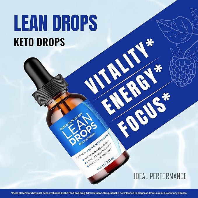 Lean Drops Official Lean Droppers Supplement - Maximum Strength All Natural Keto Liquid Formula to Sustain Active Lifestyle &amp Fitness Goals Premium Lean Drops Advanced Reviews (2 Pack)