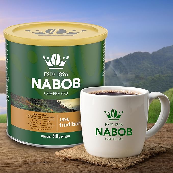 Nabob Traditional Fine Grind Ground Coffee 930g/32.8 oz. (Pack of 6) {Imported from Canada}