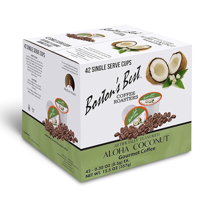 Boston’s Best - Aloha Coconut Flavored Delicious Gourmet Coffee Compatible with Keurig Coffee Maker 1 Count (42 Single Serve Cups)