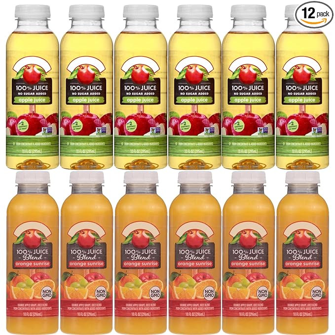 Apple nd Eve's 100% Juice Variety Pack 12 Bottles (10 fl oz Each) – Apple &amp Orange Sunrise Blend