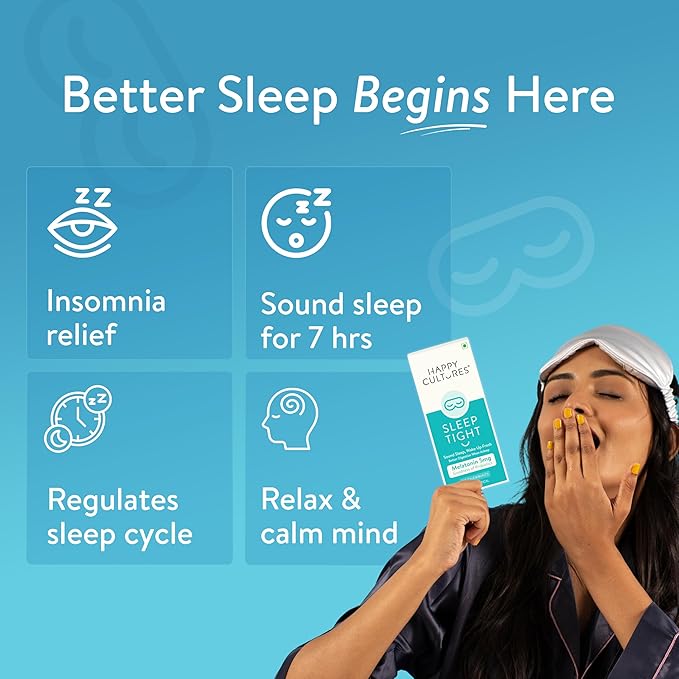 Happy Cultures Sleep Tight Melatonin 5Mg with Probiotics Bacillus Coagulans Sleep Deeper &amp Wake Up Refreshed &amp Natural Clinically Tested Helps Gas Relief Indigestion - 30 Chewmints