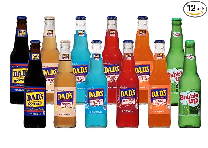 Dad's Old Fashioned Soda – 12 Glass Bottles (12 oz Each) – Premium Retro Soft Drink – Classic Root Beer Flavor – Vintage-Style Craft Soda for Nostalgic Refreshment &amp Gifting (12 Pack Dad's Variet