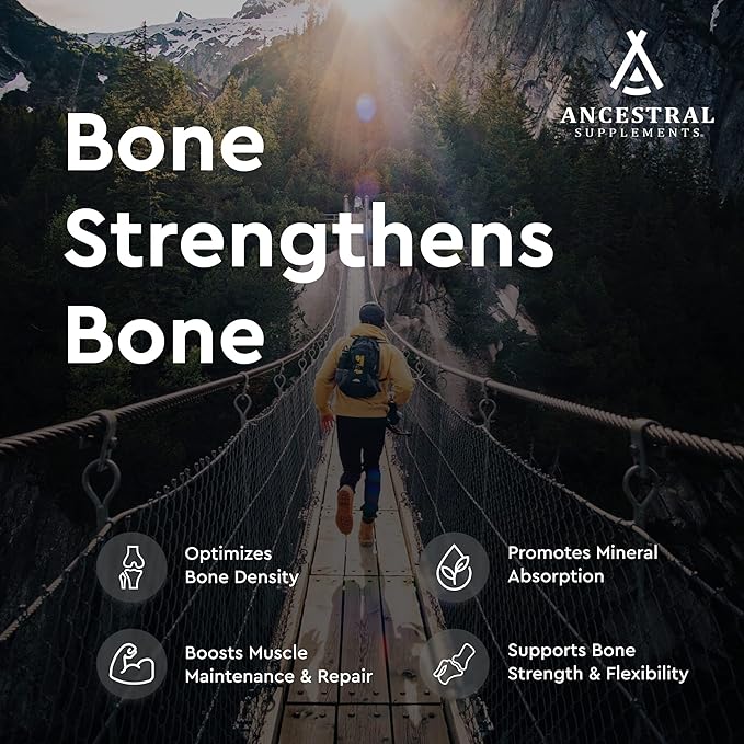 Ancestral Supplements Grass Fed Beef Living Bone Supplement Bone Meal Capsules Support Bone Health Oral and Joint Health and Flexibility Non-GMO 180 Capsules (Pack of 2)