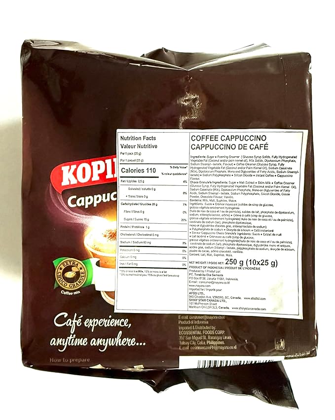 4 Kopiko Cappuccino with Choco Grabules Instant Coffee (4 pack x 10 sachets)