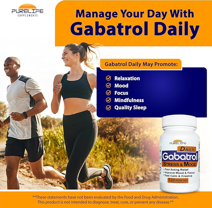 Gabatrol Daily – Plant Based GABA Supplement. Vegetarian and Vegan Friendly (120 Veggie Caps)