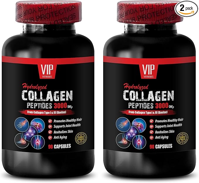 joint support supplements for women - COLLAGEN COMPLEX 3000MG - NATURAL AND POWERFUL - GOOD FOR JOINTS AND SKIN - collagen peptides multi hydrolyzed collagen peptides capsules 2 Bot 180 Capsules
