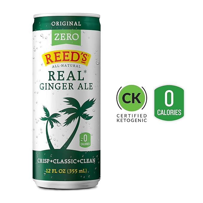 Reed's Zero Sugar Real Ginger Ale Natural Ginger Ale Made with Real Ginger (24pk- 12oz Slim Cans)