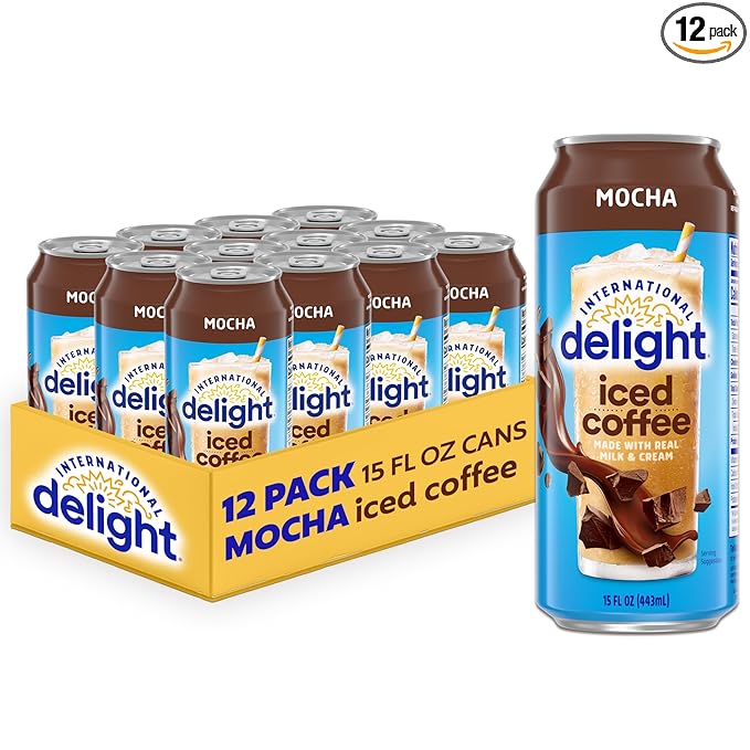 International Delight Iced Coffee Mocha Grab and Go Coffee Drinks Made with Real Milk and Cream 15 FL OZ Can 12 Count