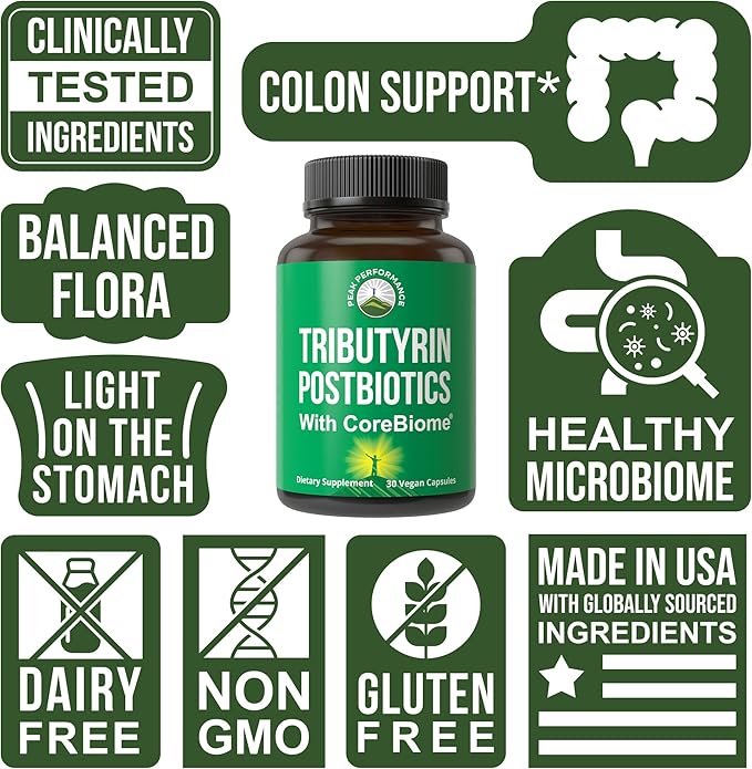 CoreBiome Tributyrin Postbiotic Supplement Clinically Tested for Gut Health. More Effective Than Sodium Butyrate Capsules. High Bioavailability Post Biotics for Digestive Leaky Gut Colon Microbiome