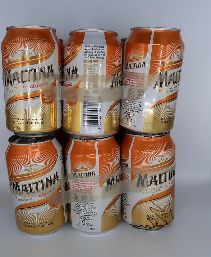 Maltina Classic Malt Drink FROM NIGERIA (12 cans) NON ALCOHOLIC BEVERAGE