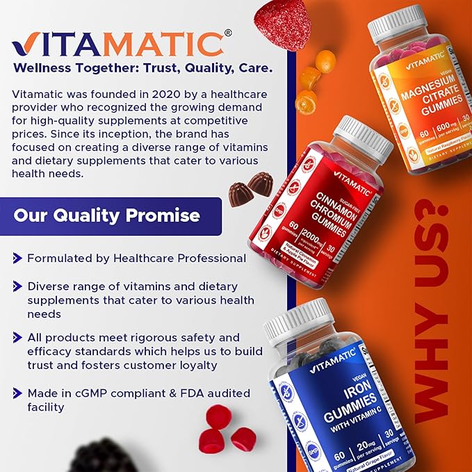 Vitamatic Hydrolyzed Collagen Gummies with Vitamin C Zinc and Biotin 200 mg - Healthy Skin Support - 240 Gummies