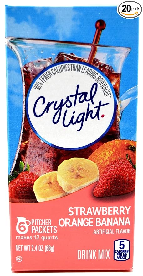 Crystal Light Strawberry Orange Banana Drink Mix 12-Quart 2.4-Ounce Canister (Pack of 20)