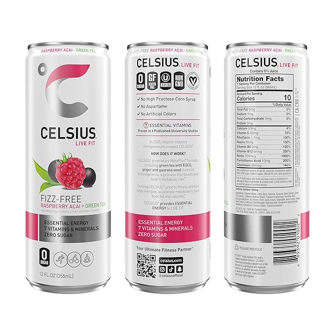 CELSIUS Fizz Free Variety Pack Sugar Free Energy Drink 12 Fl Oz (Pack of 12)
