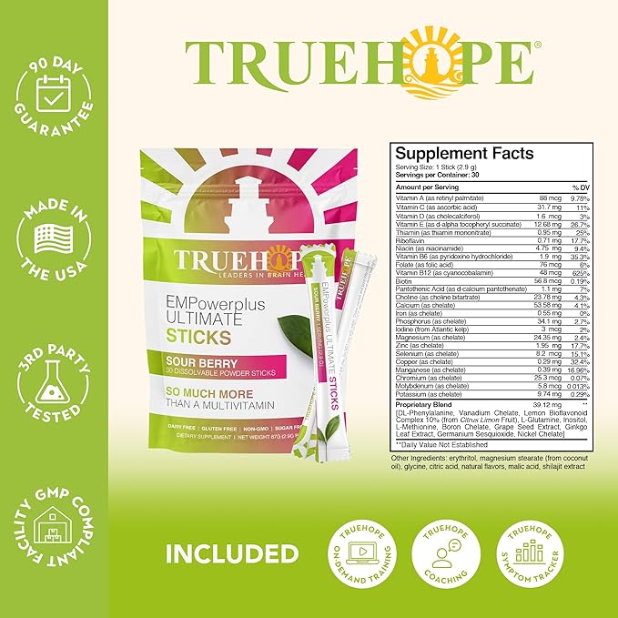 Multivitamin Nootropic Pouches with Inositol - Once-Per-Day EMPowerplus Ultimate Sticks - 30 Count (Sour Berry)