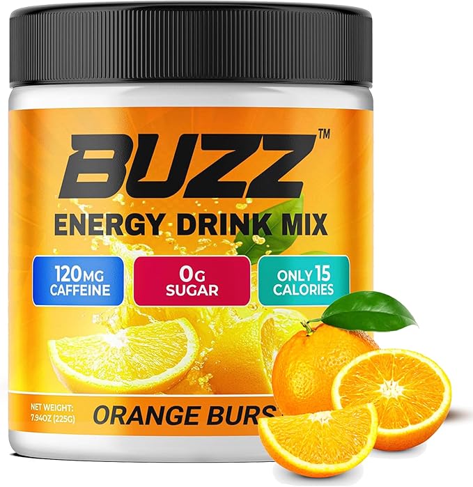 Morning Buzz Energy Drink Powder - Energy Boost Drink Mix - Sugar-Free Energy with Antioxidants - Morning Kickstart and Sports Nutrition Endurance Product - 30 Servings Orange Burst 8 Ounces