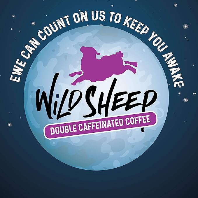 Wild Sheep High Caffeine (Double Caffeinated) Coffee Pods Compatible with Keurig K-Cup Brewers Extra Caffeine in Recyclable Cups 40 Count