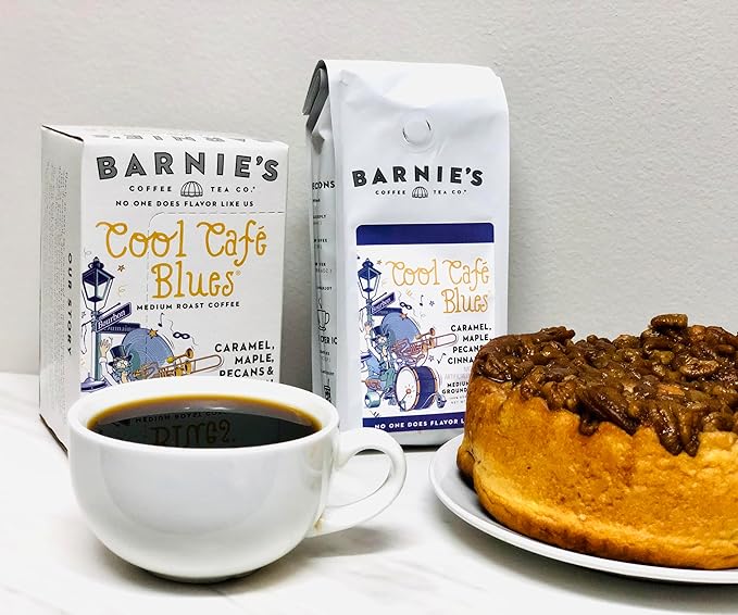 Barnie's Coffee Cool Café Blues Single Serve Coffee Pods with Caramel Maple Pecan and Cinnamon Rum Flavors Medium Roast Arabica Coffee Beans Compatible with Keurig Brewers 48 Count