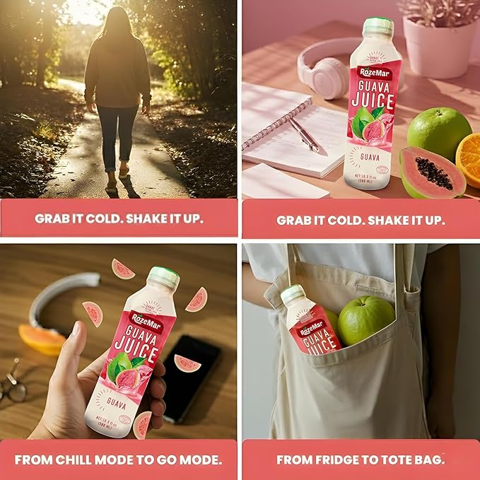 Pack of 12 | 16 Fl Oz | Rozemar Guava Juice | Tropical Guava Beverage | Source of Vitamin C | Smooth &amp Refreshing Fruit Drink | Flavorful Juice
