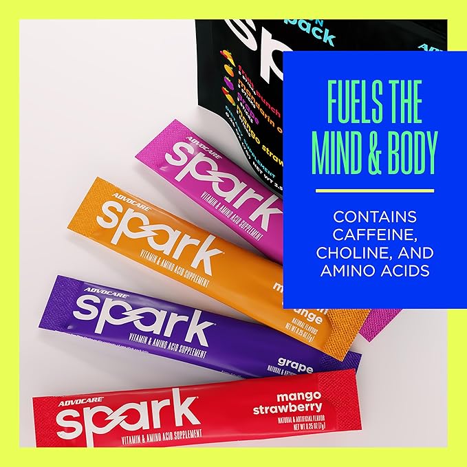 AdvoCare Spark - Energy Drink Mix - Vitamin &amp Amino Acid Supplement - Supports Energy &amp Focus - Portable Immune Support - Sugar-Free - 14 Stick Packs- Variety Pack
