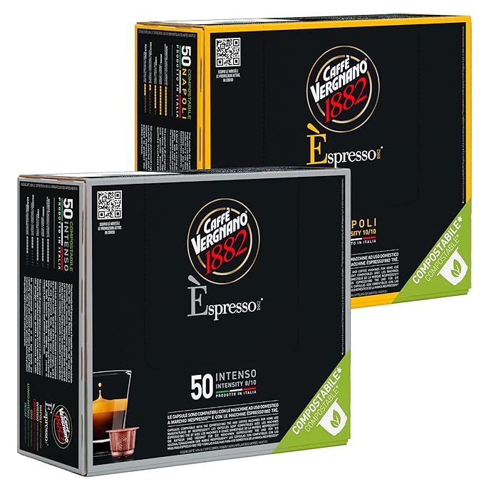 Caffe' Vergnano Medium Roast Espresso Bundle - Original Line Machine Compatible Arabica Robusta Italian Coffee For Nespresso Coffee Machines Intenso &amp Napoli - 50 of Each Flavor (100 Capsules)