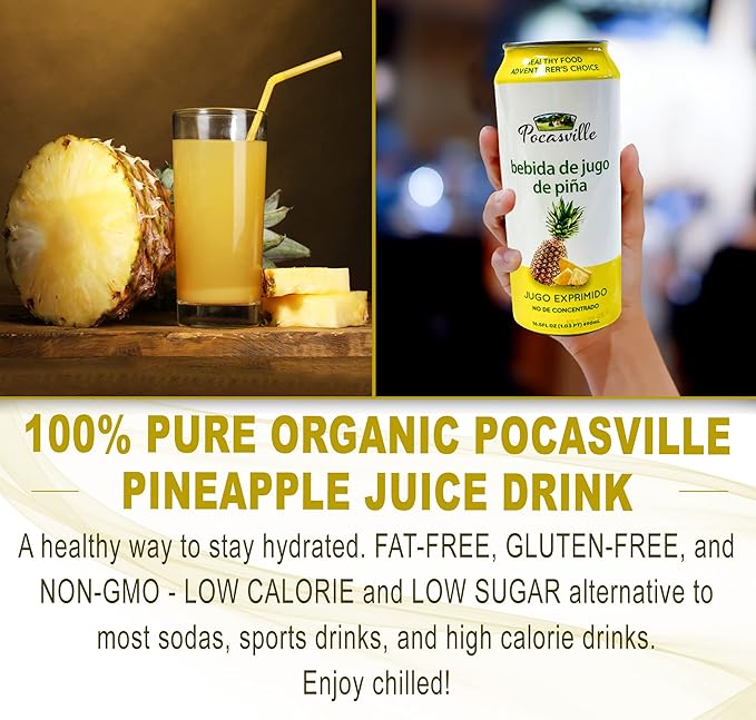 Pocasville Fruit Juices Squeezed not form Concentrate 16.5 Fluid Ounce Can (Pineapple 12)