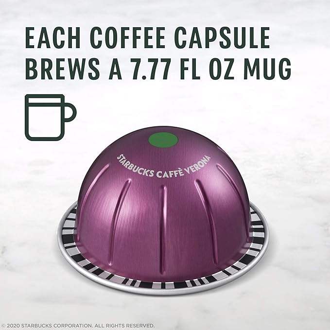 Starbucks by Nespresso Vertuo Caffè Verona Dark Roast Coffee 32-count Coffee Pods Brews 7.8 oz.