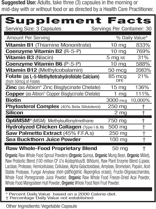 EMERALD LABS Collagen Health - Hydrolyzed Collagen for Healthy Hair Skin &amp Nails with Saw Palmetto &amp Beta-Sitosterol - Also Supports Immune &amp Adrenal Health - 90 Vegetable Capsules (30-Da