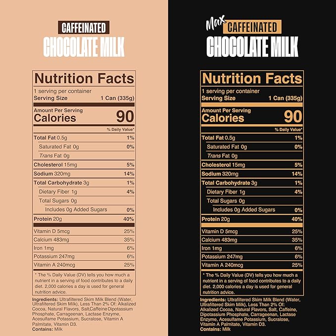 Spylt High Protein Chocolate/Max Chocolate Milk with 140mg Caffeine &amp 20g Protein - 90 Calories Ready to Drink Sugar Free Lactose Free Milk Perfect for Workout Recovery &amp Afternoon Pick Me