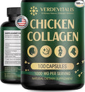Chicken Collagen Type ii Capsules -Nutritional Supplement for Joint Skin &amp Bone Support-Non-GMO Anti-Aging Supplements with Hydrolyzed Collagen Peptides - 100 Capsules