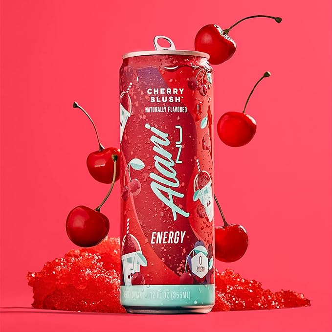 Alani Nu CHERRY SLUSH Sugar Free Low Calorie Energy Drinks | 200mg Caffeine | Antioxidants | Biotin B Vitamins | Zero Sugar | 15 Calories or Less | 12 Oz Cans | 24 Count