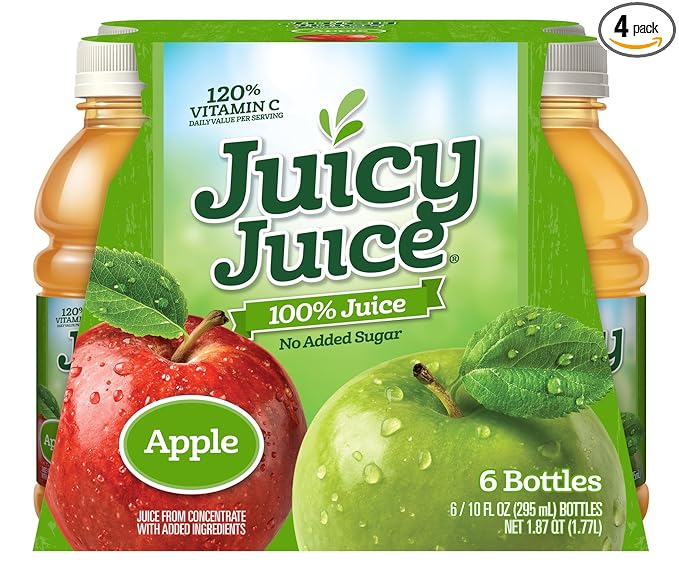 Juicy Juice Apple 10 Ounce 6 Bottles (Pack of 4)