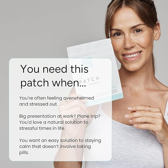 The Patch Remedy Relax Patch | L-Theanine Lemon Balm Valerian Ashwagandha Passionflower | 30 Patches