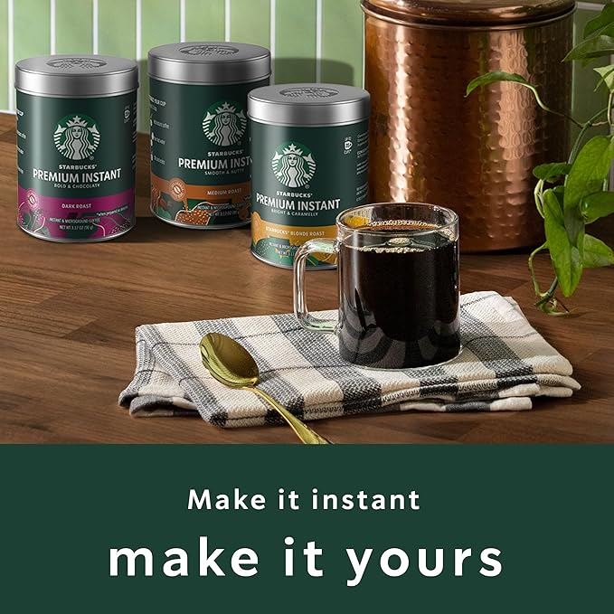 Starbucks Premium Instant Coffee Starbucks Blonde Roast Coffee Arabica Beans Three 3.17 oz Tins