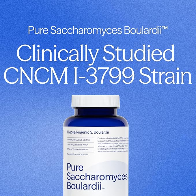 Essential Stacks Saccharomyces Boulardii Probiotics (Non-GMO &amp Gluten Free) - 5 Billion CFUs for Gut Health (60 Capsules)