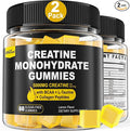 Creatine Monohydrate Gummies for Men &amp Women - with BCAA Collagen Peptides L-Taurine Vitamin B12 D3 Chewables Creatine Monohydrate 5g Per Serving Natural Lemon Flavor Sugar Free 2 Pack
