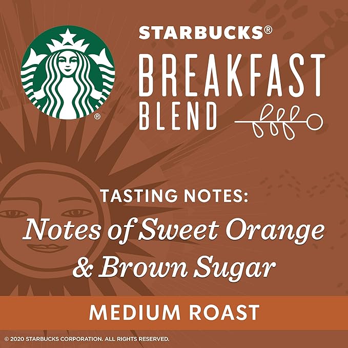 Starbucks Medium Roast Ground Coffee — Breakfast Blend — 100% Arabica — 6 bags (20 oz. each)